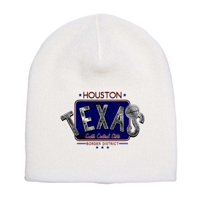 Houston Texas Land of the Free Logo Short Acrylic Beanie