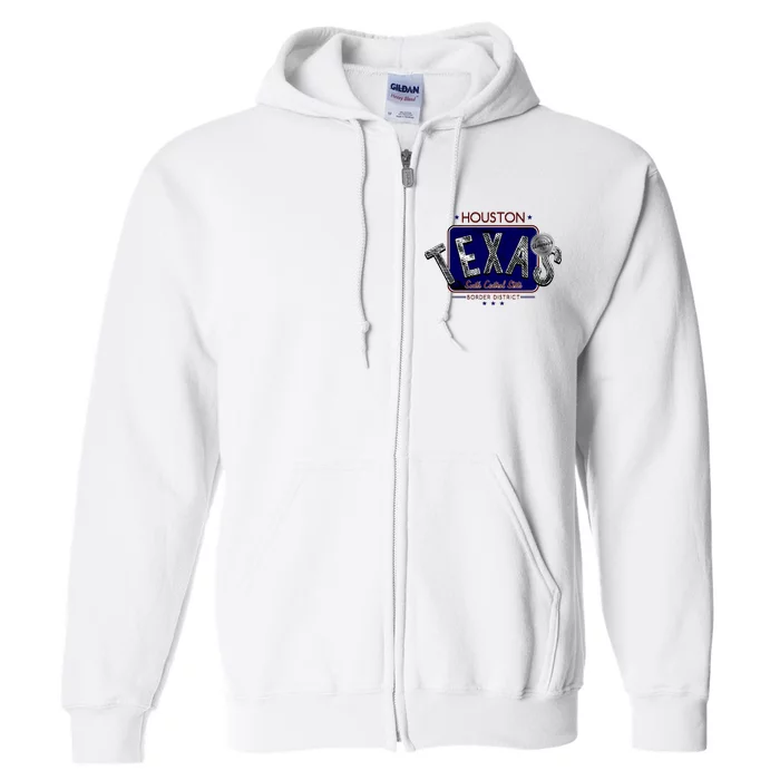 Houston Texas Land of the Free Logo Full Zip Hoodie