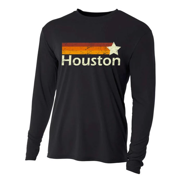 Houston Texas Vintage Star Logo Cooling Performance Long Sleeve Crew