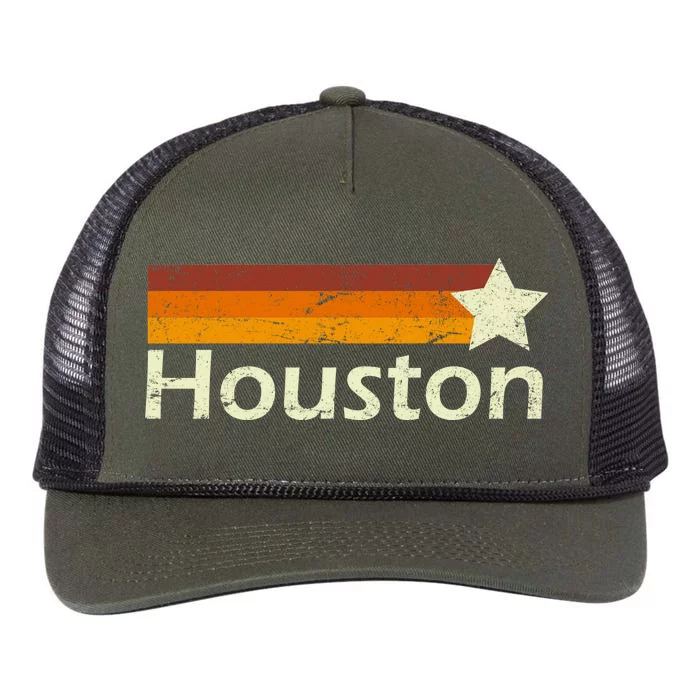 Houston Texas Vintage Star Logo Retro Rope Trucker Hat Cap