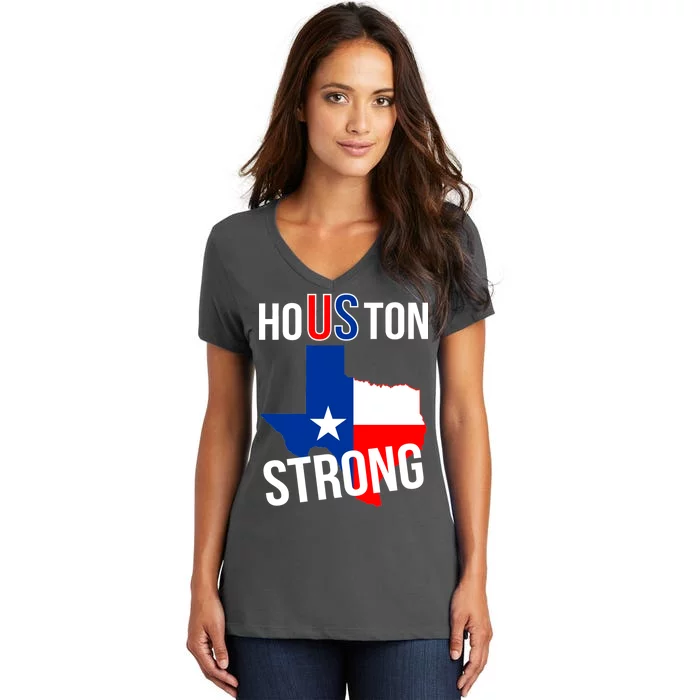 Houston US Strong Texas State Flag Women's V-Neck T-Shirt