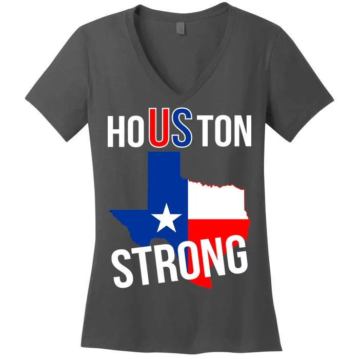 Houston US Strong Texas State Flag Women's V-Neck T-Shirt