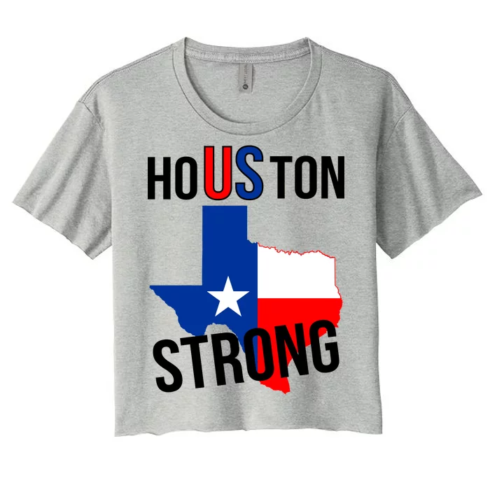 Houston US Strong Texas State Flag Women's Crop Top Tee