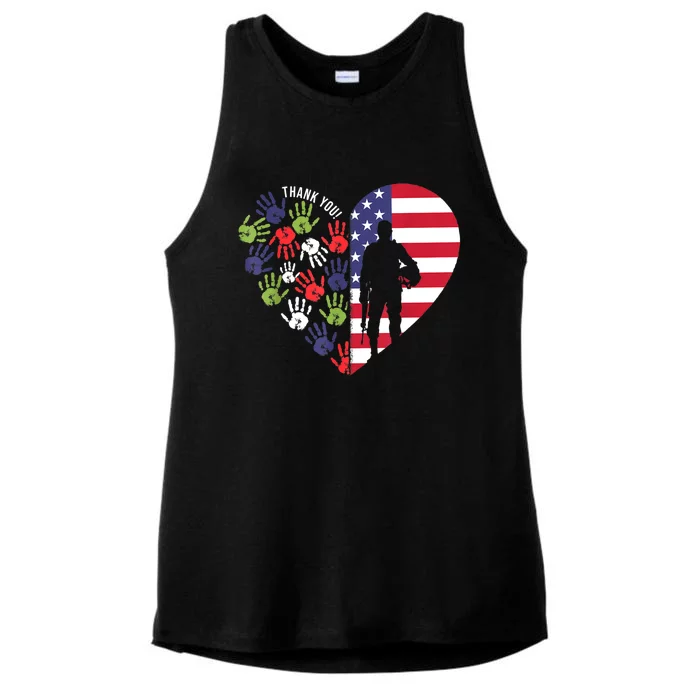 Honoring Our Veterans Day Thank You For Your Service Ladies Tri-Blend Wicking Tank