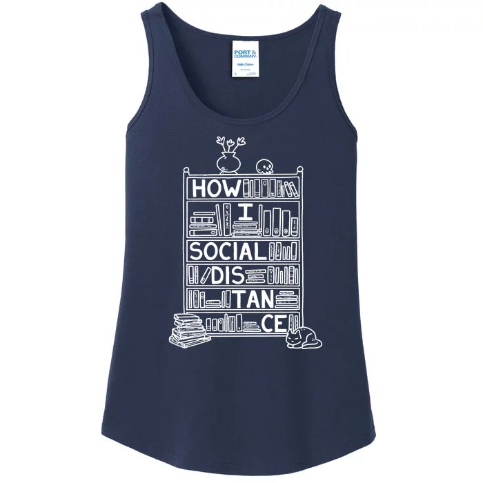 How I Social Distance Book Lover Ladies Essential Tank