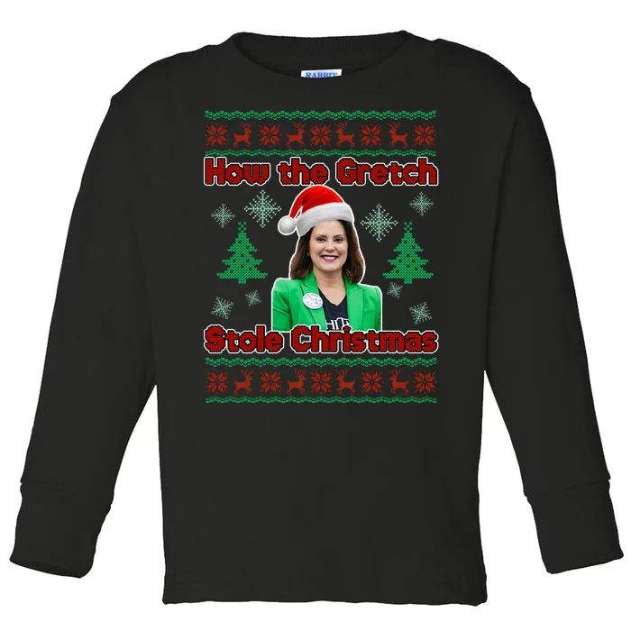 How The Gretch Stole Christmas Ugly Christmas Sweater Toddler Long Sleeve Shirt