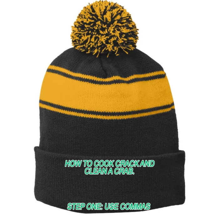 How To Cook Crack And Clean A Crab Use Commas Stripe Pom Pom Beanie