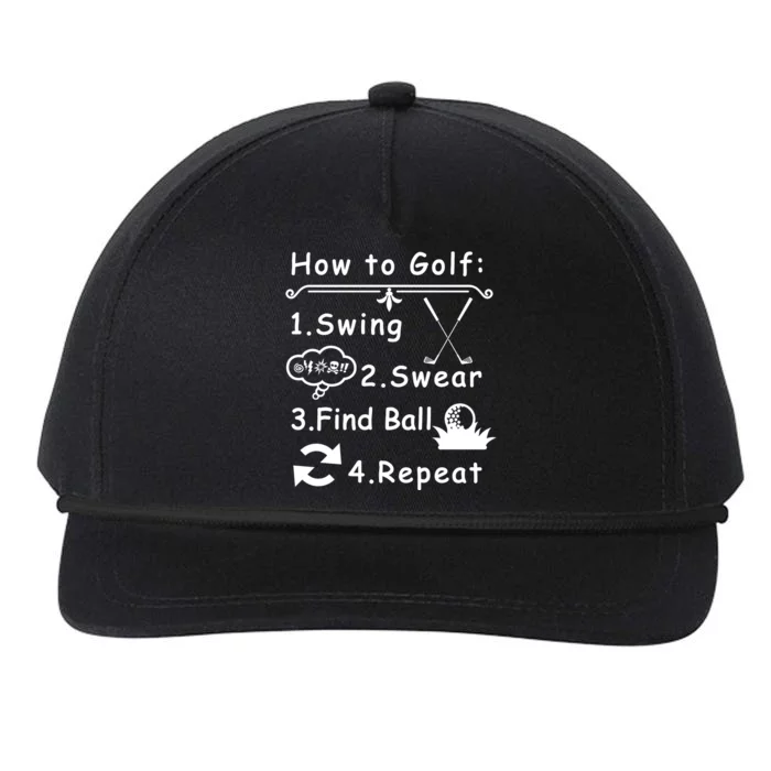 How To Golf Funny Snapback Five-Panel Rope Hat