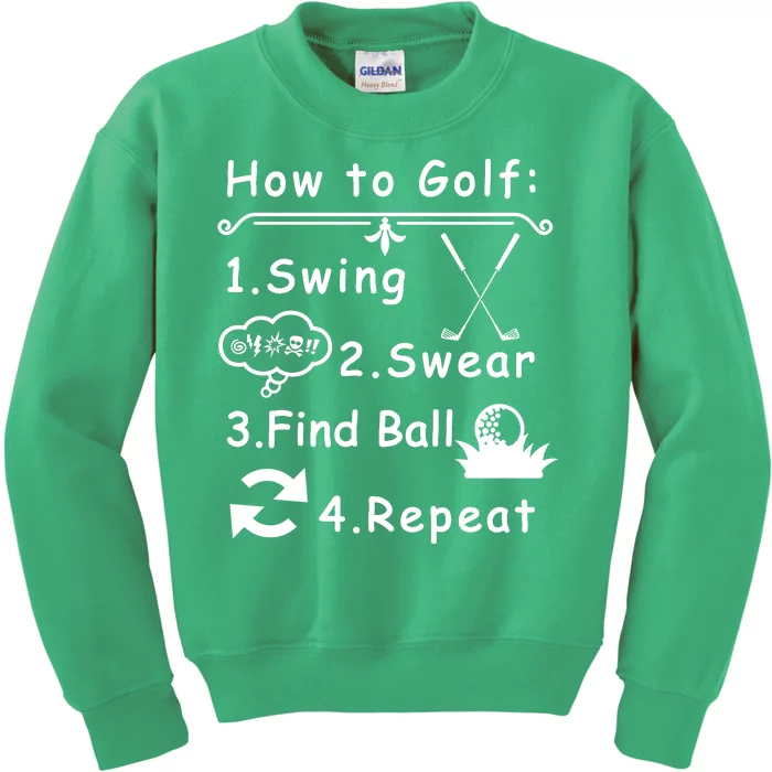 How To Golf Funny Kids Sweatshirt