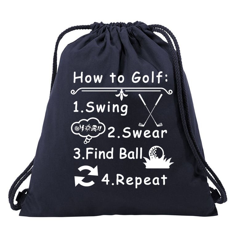 How To Golf Funny Drawstring Bag