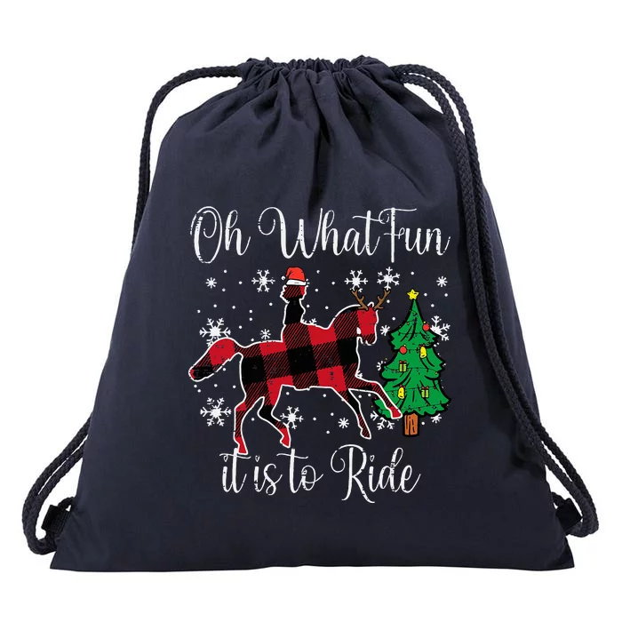 Horse Oh What Fun It Is To Ride Christmas Xmas Drawstring Bag