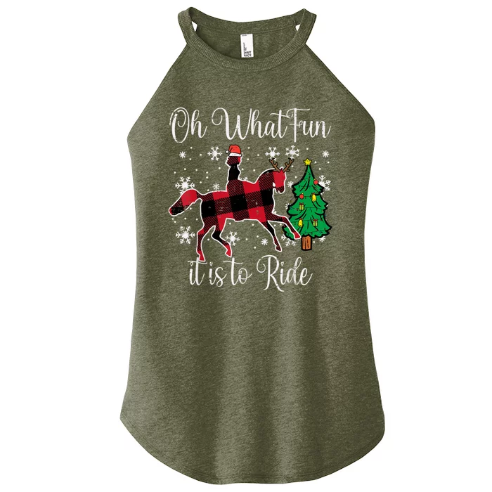 Horse Oh What Fun It Is To Ride Christmas Xmas Women’s Perfect Tri Rocker Tank