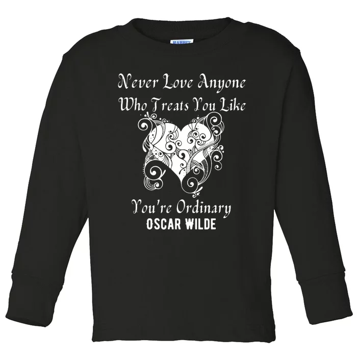 Heart Oscar Wilde Irish Poet Author Never Love Valentine Mom Toddler Long Sleeve Shirt