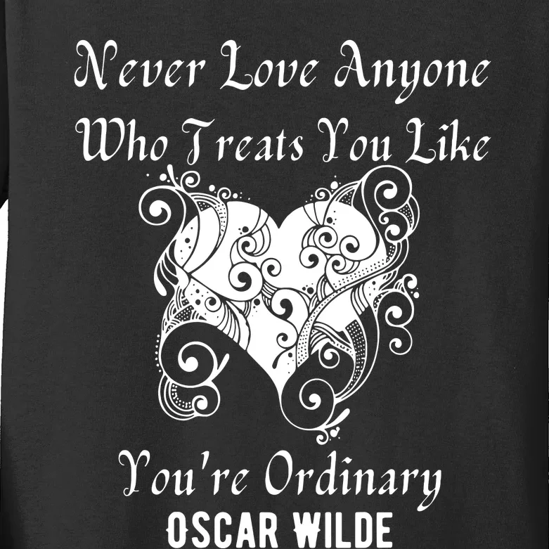 Heart Oscar Wilde Irish Poet Author Never Love Valentine Mom Kids Long Sleeve Shirt