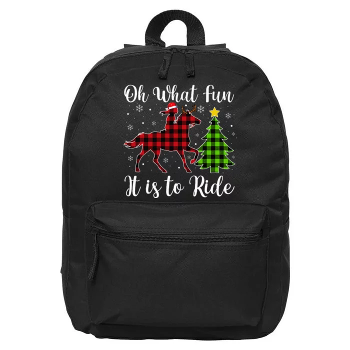 Horse Oh What Fun It Is To Ride Christmas Xmas 16 in Basic Backpack