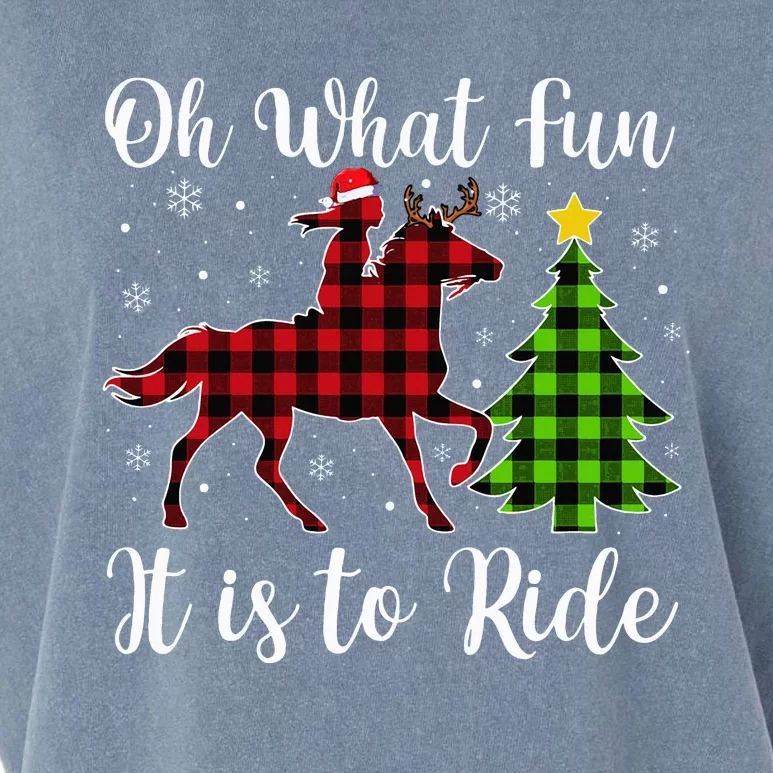 Horse Oh What Fun It Is To Ride Christmas Xmas Garment-Dyed Women's Muscle Tee