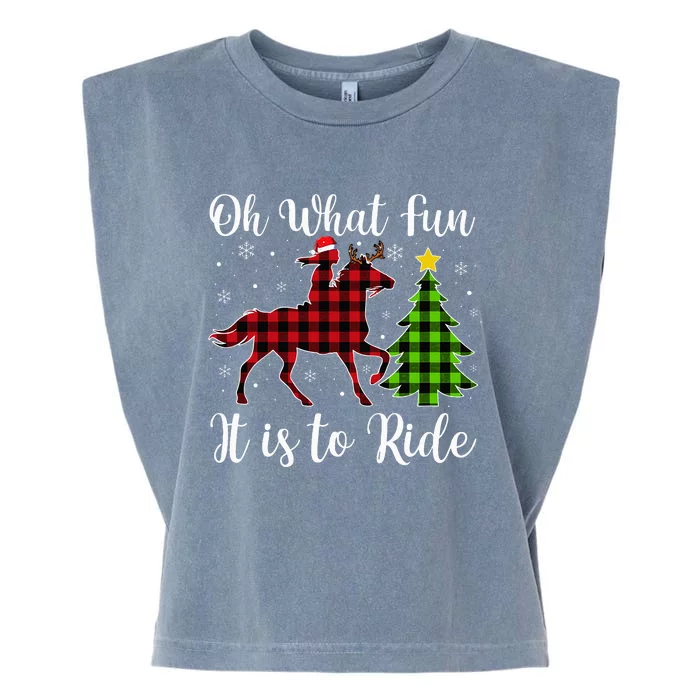 Horse Oh What Fun It Is To Ride Christmas Xmas Garment-Dyed Women's Muscle Tee