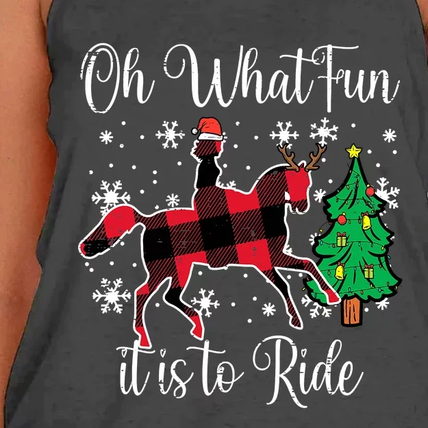 Horse Oh What Fun It Is To Ride Christmas Xmas Girls Women's Knotted Racerback Tank