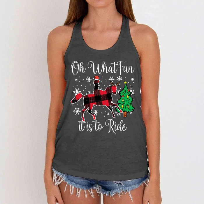 Horse Oh What Fun It Is To Ride Christmas Xmas Girls Women's Knotted Racerback Tank