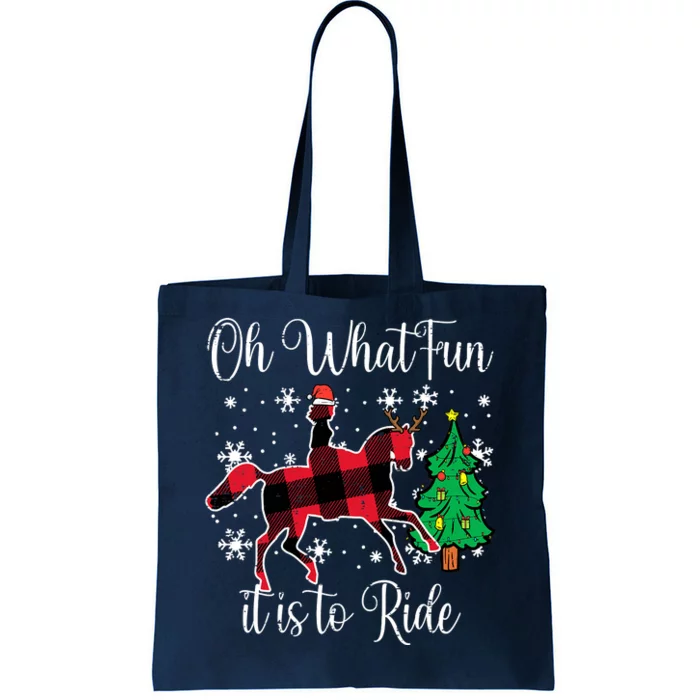 Horse Oh What Fun It Is To Ride Christmas Xmas Girls Tote Bag