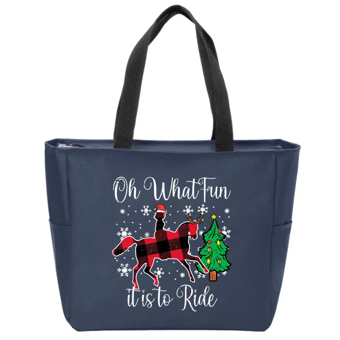 Horse Oh What Fun It Is To Ride Christmas Xmas Girls Zip Tote Bag