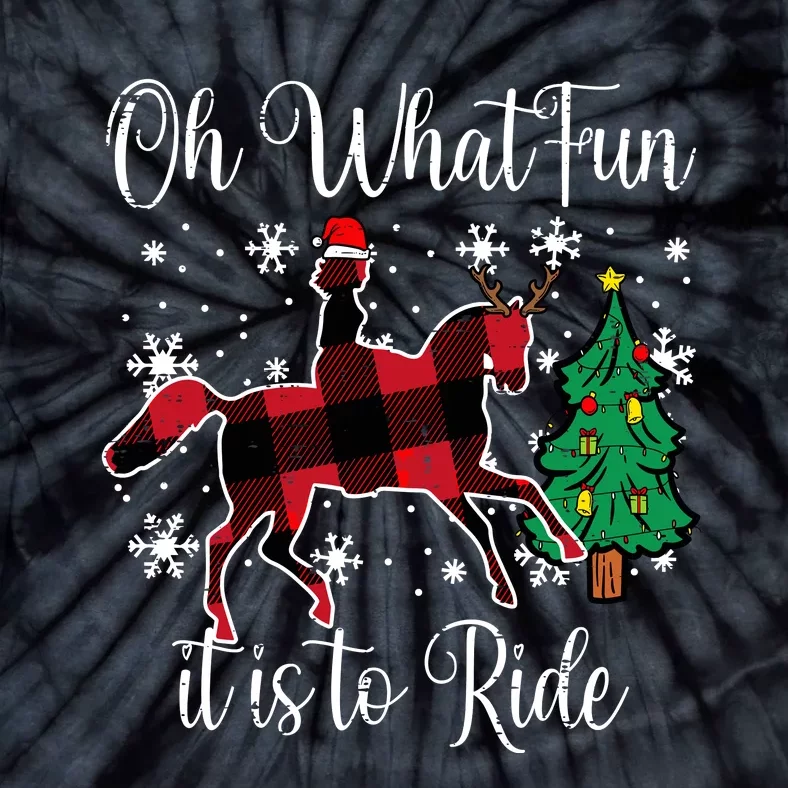 Horse Oh What Fun It Is To Ride Christmas Xmas Girls Women Tie-Dye T-Shirt