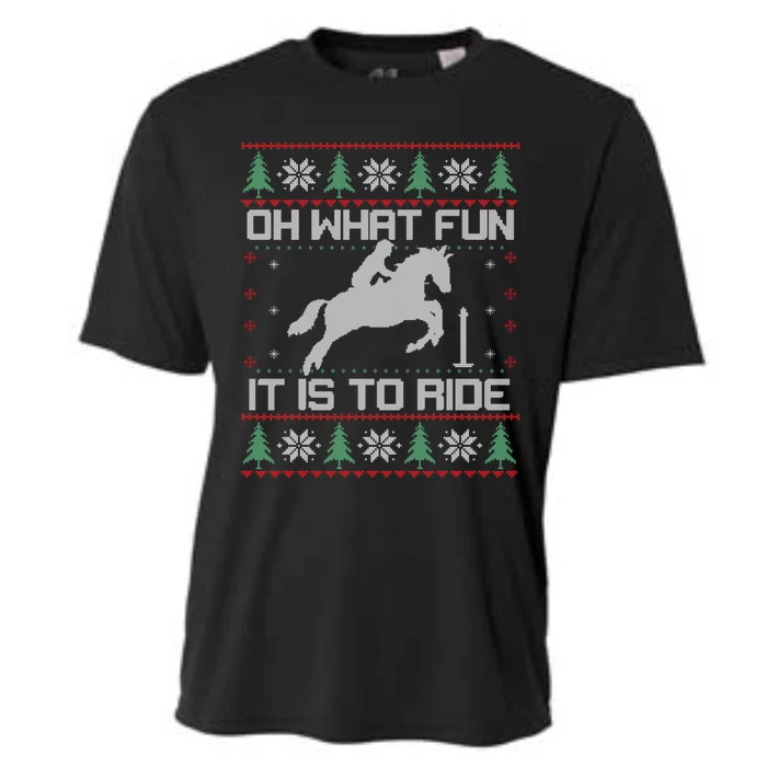 Horse Oh What Fun It Is To Ride Christmas Xmas Ugly Christmas Cooling Performance Crew T-Shirt