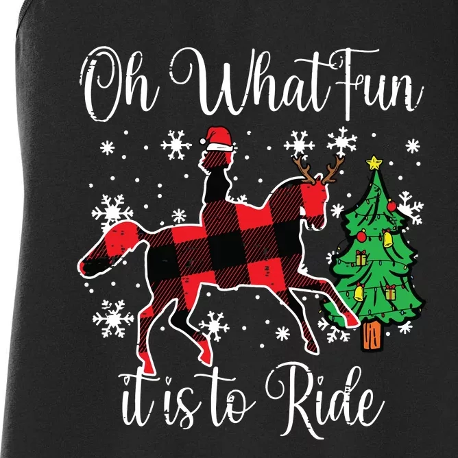 Horse Oh What Fun It Is To Ride Christmas Xmas Girls Women Women's Racerback Tank