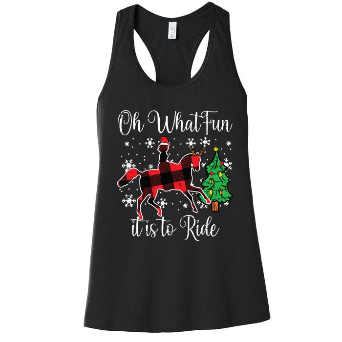 Horse Oh What Fun It Is To Ride Christmas Xmas Girls Women Women's Racerback Tank