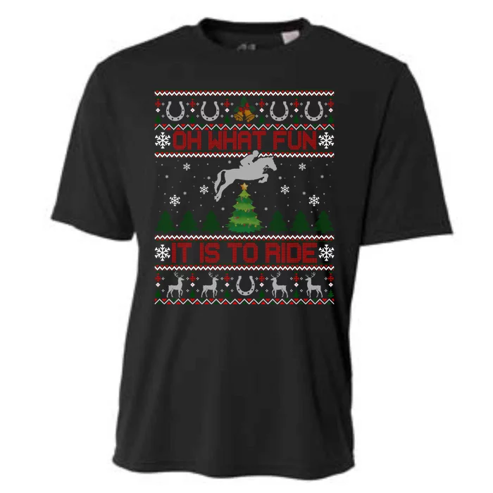 Horse Oh What Fun It Is To Ride Christmas Xmas Ugly Christmas Cooling Performance Crew T-Shirt