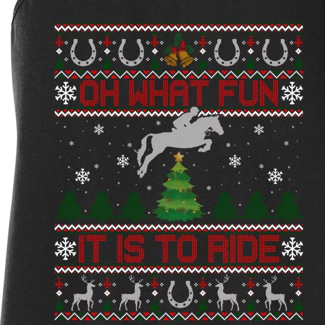 Horse Oh What Fun It Is To Ride Christmas Xmas Ugly Christmas Women's Racerback Tank