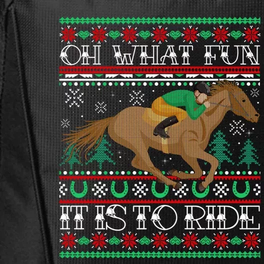 Horse Oh What Fun It Is To Ride Christmas Xmas Ugly Christmas City Backpack