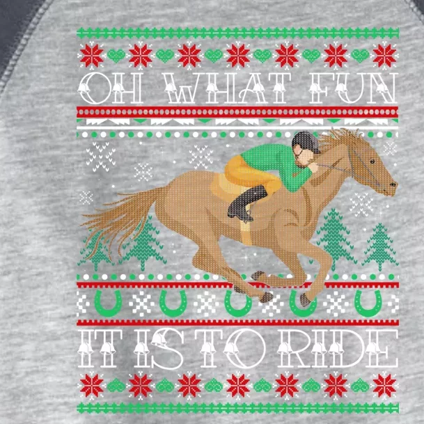 Horse Oh What Fun It Is To Ride Christmas Xmas Ugly Christmas Toddler Fine Jersey T-Shirt