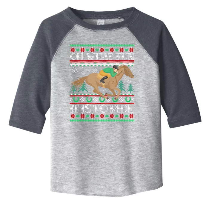 Horse Oh What Fun It Is To Ride Christmas Xmas Ugly Christmas Toddler Fine Jersey T-Shirt