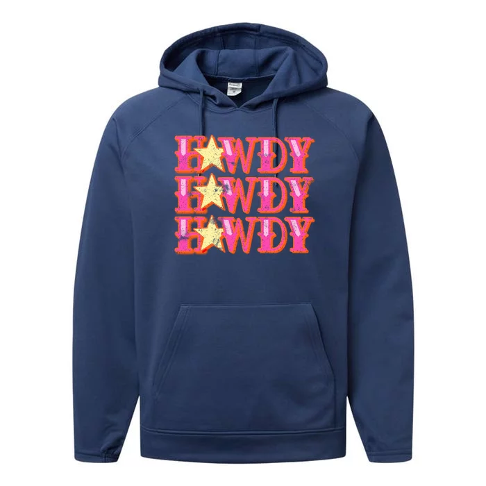 Howdy Rodeo Western Retro Vintage Country Southern Performance Fleece Hoodie