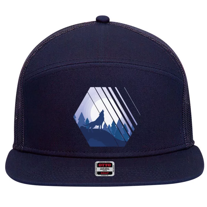 Howling Wolf 7 Panel Mesh Trucker Snapback Hat