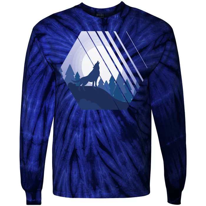 Howling Wolf Tie-Dye Long Sleeve Shirt