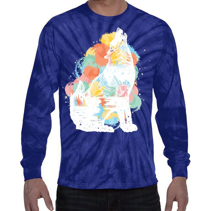 Howling Wolf Wilderness Tie-Dye Long Sleeve Shirt