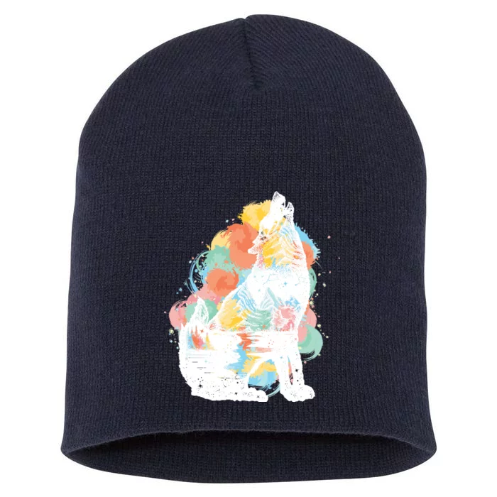 Howling Wolf Wilderness Short Acrylic Beanie