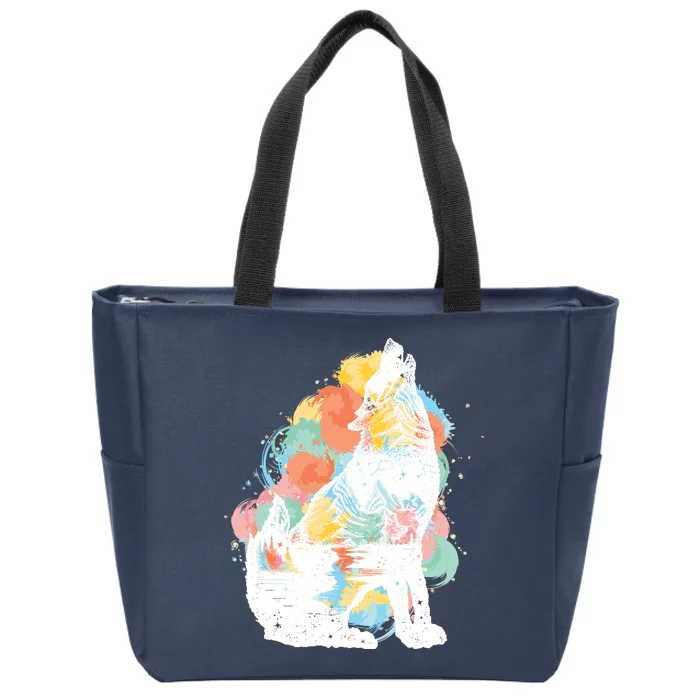 Howling Wolf Wilderness Zip Tote Bag