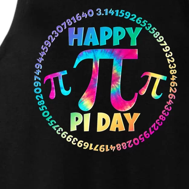 Happy Pi 3.14 Day Rainbow Tie Dye Ladies Tri-Blend Wicking Tank