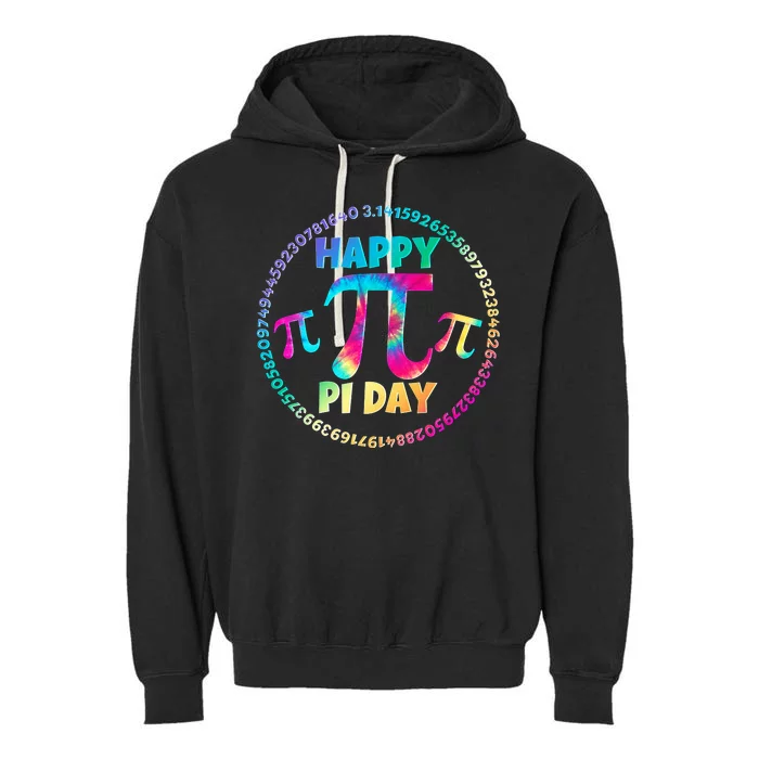 Happy Pi 3.14 Day Rainbow Tie Dye Garment-Dyed Fleece Hoodie