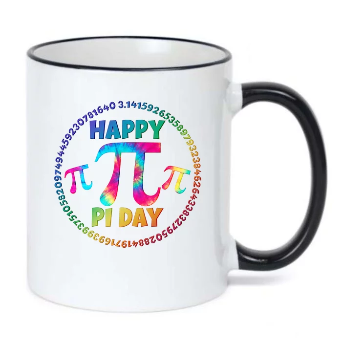 Happy Pi 3.14 Day Rainbow Tie Dye Black Color Changing Mug