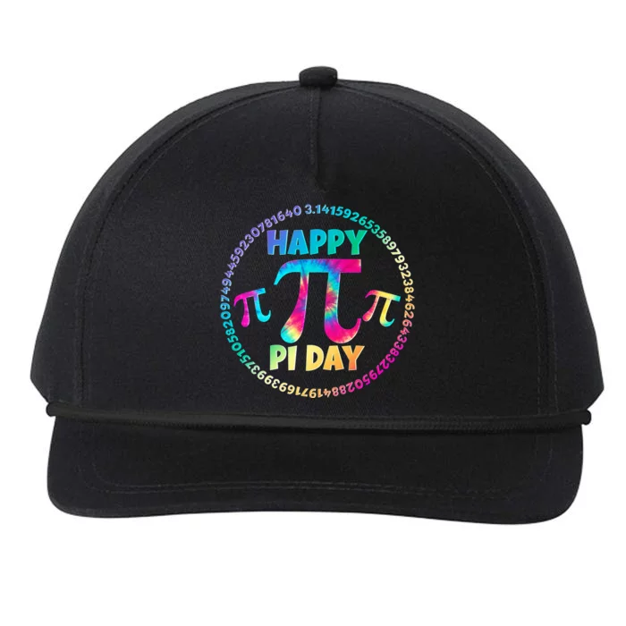 Happy Pi 3.14 Day Rainbow Tie Dye Snapback Five-Panel Rope Hat