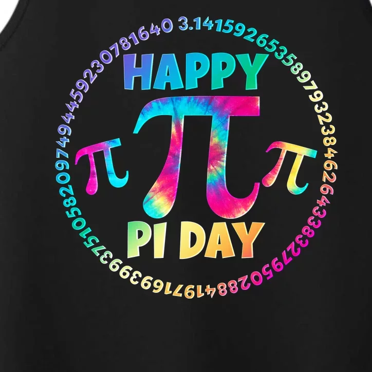 Happy Pi 3.14 Day Rainbow Tie Dye Performance Tank