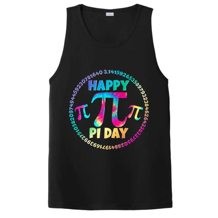 Happy Pi 3.14 Day Rainbow Tie Dye Performance Tank