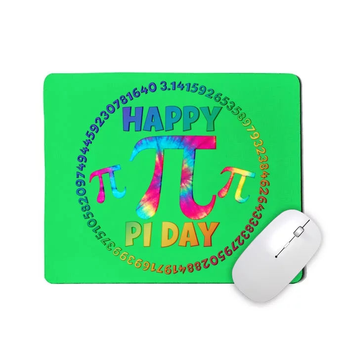 Happy Pi 3.14 Day Rainbow Tie Dye Mousepad