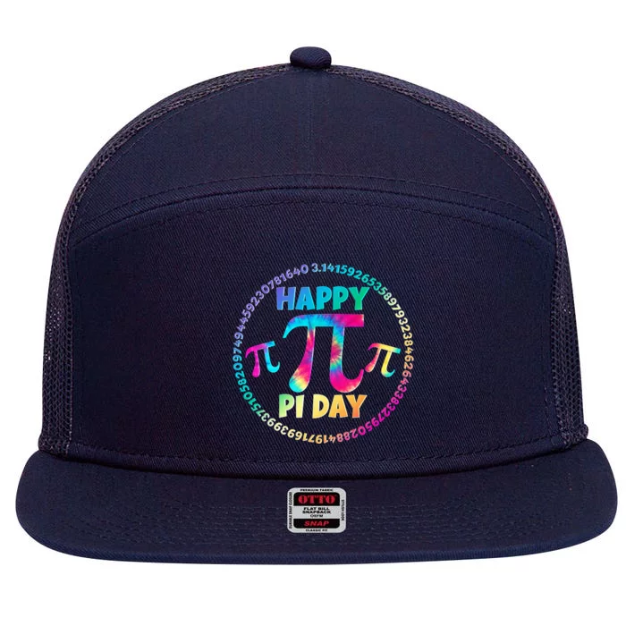 Happy Pi 3.14 Day Rainbow Tie Dye 7 Panel Mesh Trucker Snapback Hat