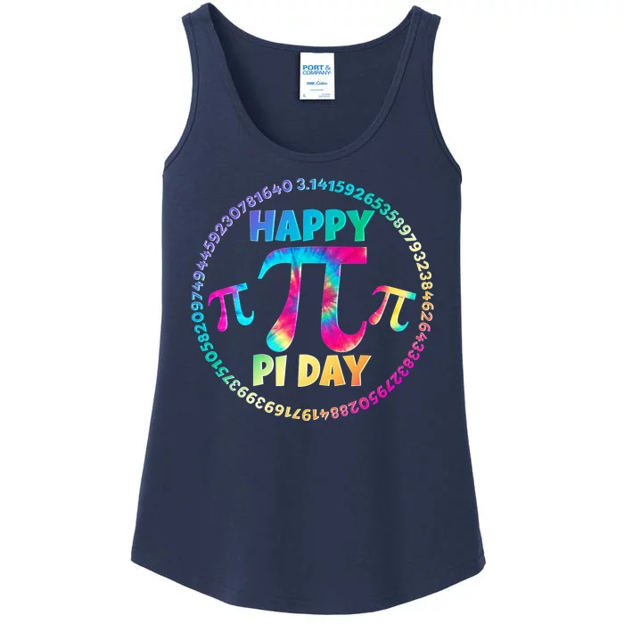 Happy Pi 3.14 Day Rainbow Tie Dye Ladies Essential Tank