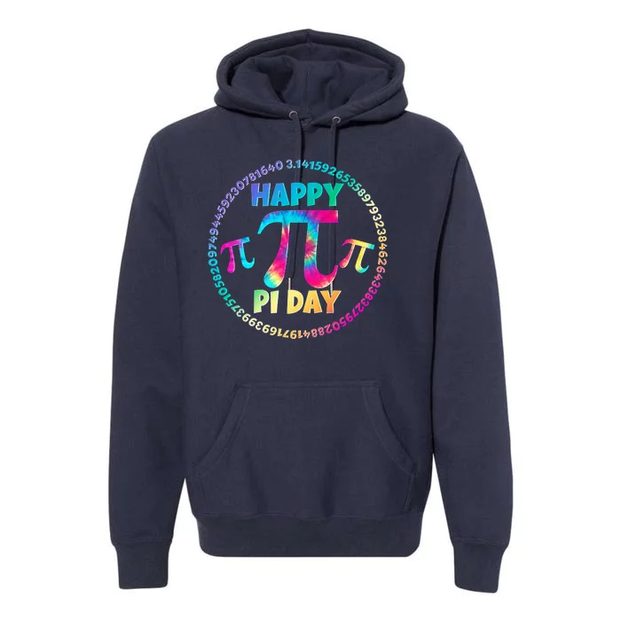 Happy Pi 3.14 Day Rainbow Tie Dye Premium Hoodie